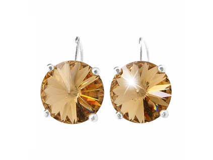 Stribrne nausnice klapky se samostatnou rivoli Swarovski Light Colorado Topaz (Stribro 925/1000)