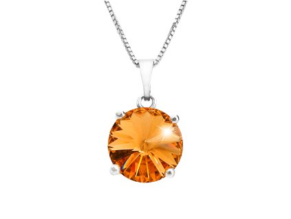 Stribrny nahrdelnik s priveskem samostatne rivoli Swarovski Topaz (Stribro 925/1000)