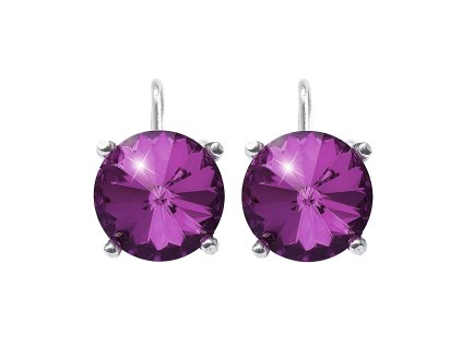 Stribrne nausnice klapky se samostatnou rivoli Swarovski Amethyst (Stribro 925/1000)