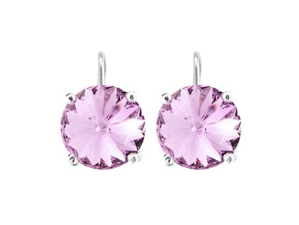 Stribrne nausnice klapky se samostatnou rivoli Swarovski Light Amethyst (Stribro 925/1000)