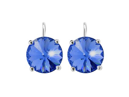 Stribrne nausnice klapky se samostatnou rivoli Swarovski Sapphire (Stribro 925/1000)
