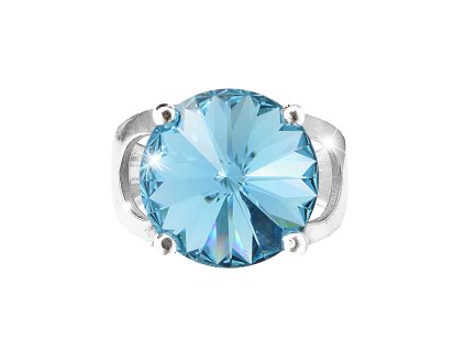 Stribrny prsten se samostatnou rivoli Swarovski Aquamarine (Stribro 925/1000)