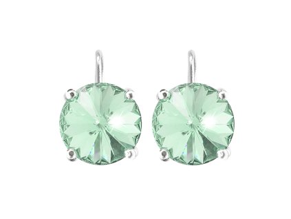 Stribrne nausnice klapky se samostatnou rivoli Swarovski Chrysolite (Stribro 925/1000)
