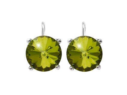 Stribrne nausnice klapky se samostatnou rivoli Swarovski Olivine (Stribro 925/1000)