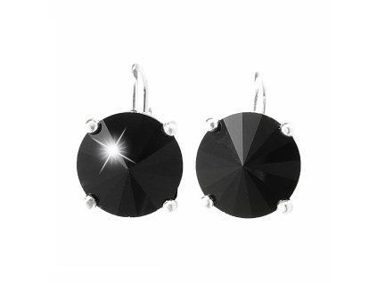 Stribrne nausnice klapky se samostatnou rivoli Swarovski Jet (Stribro 925/1000)