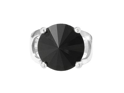 Stribrny prsten se samostatnou rivoli Swarovski Jet (Stribro 925/1000)