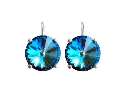 Stribrne nausnice klapky se samostatnou rivoli Swarovski Crystal Bermuda Blue (Stribro 925/1000)