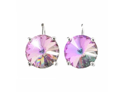 Stribrne nausnice klapky se samostatnou rivoli Swarovski Crystal Vitrail Light (Stribro 925/1000)