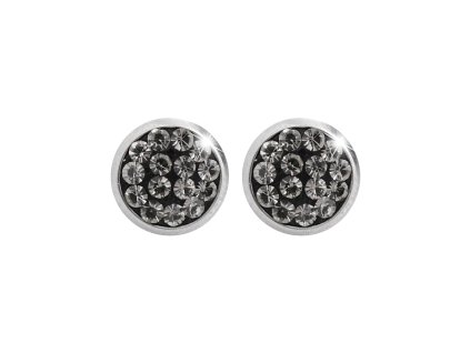 Ocelove nausnice puzety mini lentilky s krystaly Preciosa Black Diamond - a