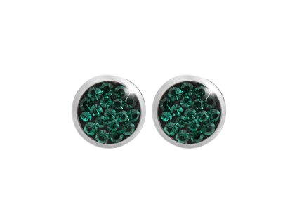 Ocelove nausnice puzety mini lentilky s krystaly Preciosa Emerald - a