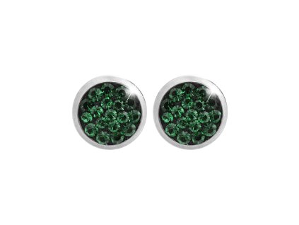 Ocelove nausnice puzety mini lentilky s krystaly Preciosa Green Turmaline - a