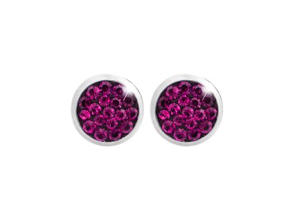 Ocelove nausnice puzety mini lentilky s krystaly Preciosa Fuchsia - a