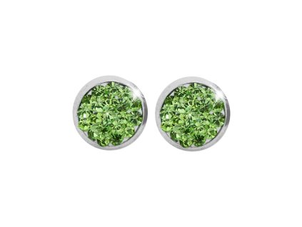 Ocelove nausnice puzety mini lentilky s krystaly Preciosa Peridot - a