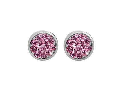 Ocelove nausnice puzety mini lentilky s krystaly Preciosa Light Rose - a