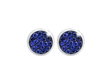 Ocelove nausnice puzety mini lentilky s krystaly Preciosa Sapphire - a
