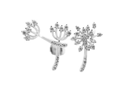 Stribrne nausnice puzety chmyri pampelisky s Kubickymi zirkony Crystal (Stribro 925/1000) - a