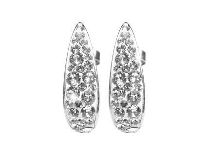 Stribrne nausnice kreole  podlouhle vyplnene krystaly Swarovski Crystal (Stribro 925/1000) - a