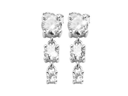 Stribrne nausnice puzety tri Kubicke zirkony postupne se zmensujici Crystal (Stribro 925/1000) - a