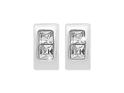 Nausnice puzety z bizuterni slitiny obdelnik a dva ctvercove krystaly Swarovski Crystal - A