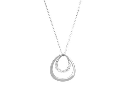 Ocelovy nahrdelnik dvojity zaobleny trojuhelnik s krystaly Swarovski Crystal - A