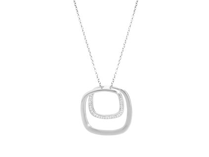 Ocelovy nahrdelnik dvojity zaobleny ctverec s krystaly Swarovski Golden Shadow - A