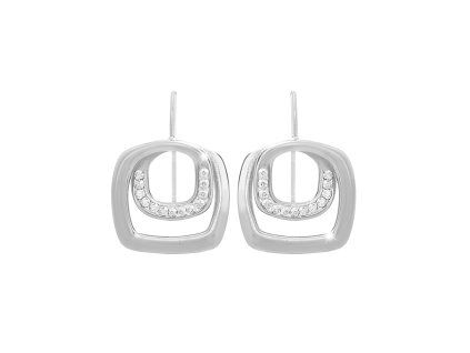 Ocelove provlekaci nausnice dvojity zaobleny ctverec s krystaly Swarovski Crystal - A