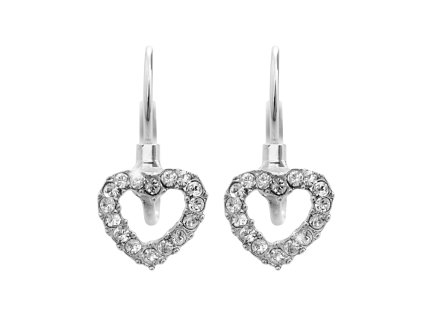 Nausnice klapky z bizuterni slitiny vetsi obvodove srdicko z krystalu Swarovski Crystal  - A