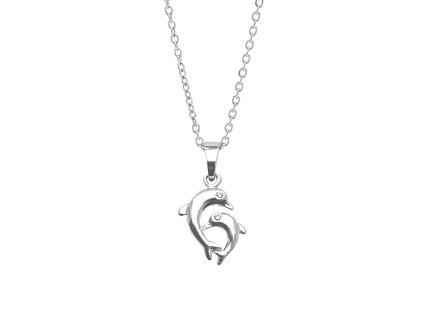 Nahrdelnik z bizuterni slitiny dva delfini s krystalem Swarovski Crystal  - A