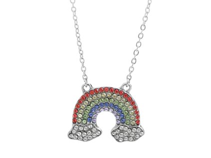 Ocelovy nahrdelnik duha s mraky osazena krystaly Swarovski Multi - A