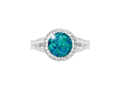 Stribrny prsten s kulatym opalem a krystaly Swarovski Pas velky (Stribro 925/1000) - A