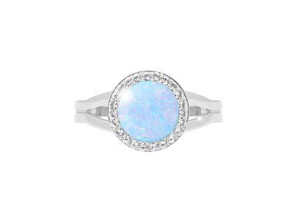 Stribrny prsten s kulatym opalem a krystaly Swarovski Pastel Light Blue velky (Stribro 925/1000) - A