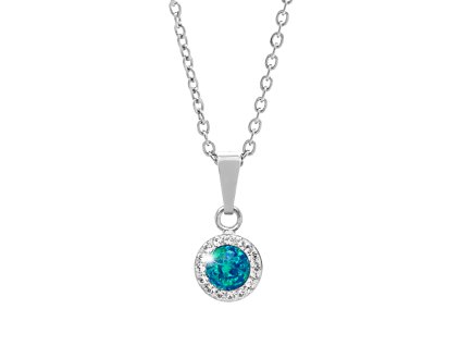 Stribrny nahrdelnik s kulatym opalem a krystaly Swarovski Pas maly (Stribro 925/1000) - A
