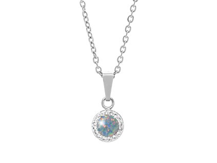 Stribrny nahrdelnik s kulatym opalem a krystaly Swarovski Australian Shadow maly (Stribro 925/1000) - A