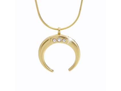 Zlaty nahrdelnik z bizuterni slitiny mesic s krystaly Swarovski Crysrtal 