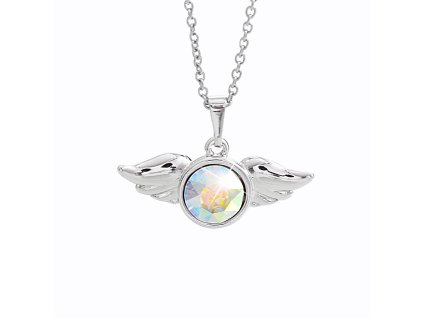 Nahrdelnik z bizuterni slitiny andelska kridla s krystalem Swarovski AB