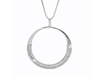 Nahrdelnik z bizuterni slitiny velky kruh osazeny drobnymi krystaly Swarovski Crystal