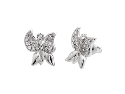 Nausnice puzety z bizuterni slitiny motylek s krystaly Swarovski Crystal