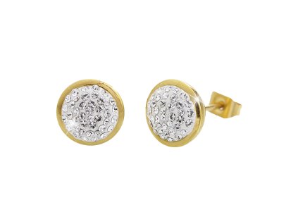 Zlate ocelove nausnice puzety kulate luzko drobne osazene krystaly Swarovski Crystal