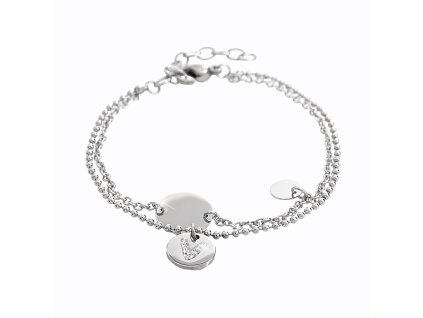 Ocelovy naramek dva retizky s privesky zdobeny krystaly Swarovski Crystal