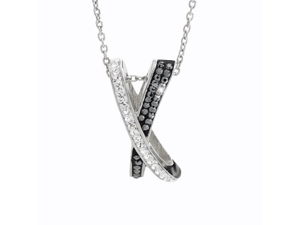Ocelovy nahrdelnik s prekrizenym priveskem osazeny krystaly Swarovski Crystal a Hematite