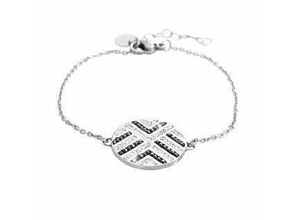 Ocelovy naramek medailon osazeny krystaly Swarovski Crystal a Hematite