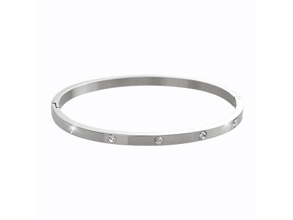 Ocelovy naramek obruc zdobena deseti krystaly Swarovski Crystal