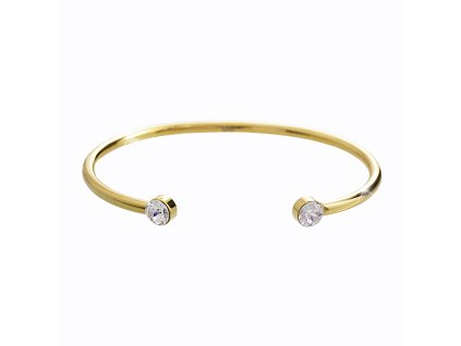 Zlaty ocelovy naramek dva krystaly Swarovski Crystal