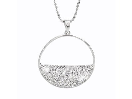 Nahrdelnik z bizuterni slitiny kruh do pulky vyplneny krystaly Swarovski Crystal