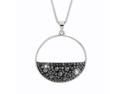 Nahrdelnik z bizuterni slitiny kruh do pulky vyplneny krystaly Swarovski Hematite