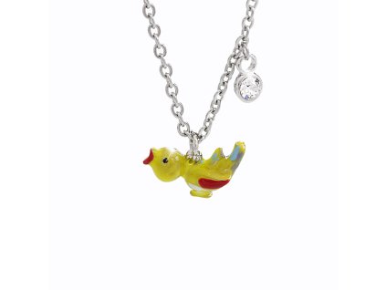 Nahrdelnik z bizuterni slitiny kuratko s barevnym smaltem a krystaly Swarovski Crystal