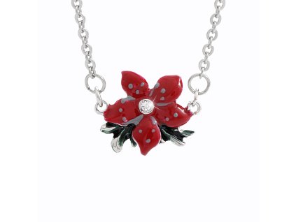 Nahrdelnik z bizuterni slitiny kvet s barevnym smaltem a krystaly Swarovski Siam