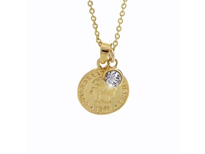 Zlaty nahrdelnik z bizuterni slitiny penizek s krystalem Swarovski Crystal