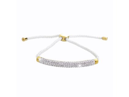 Zlaty ocelovy naramek na snurce drobne zdobeny krystaly Swarovski Crystal