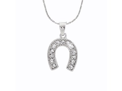 Nahrdelnik z bizuterni slitiny podkova s krystaly Swarovski Crystal